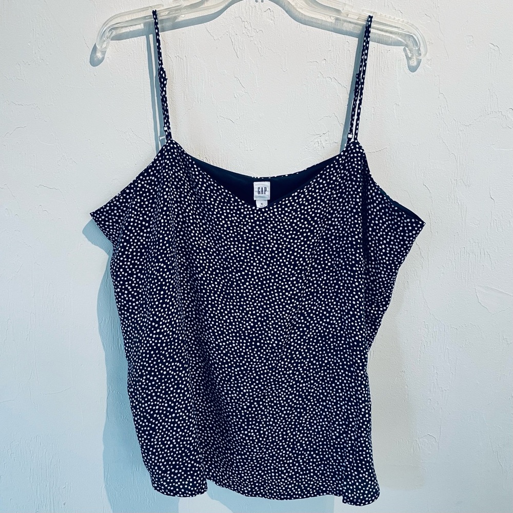 GAP Women's Navy and White Polka Dot Tank Top